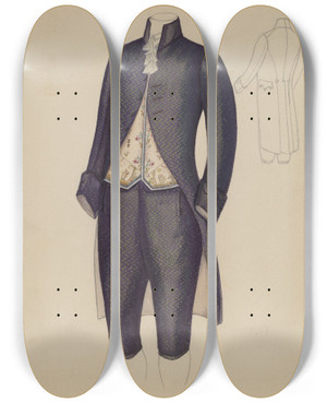 Triptych art skateboard deck of Nancy Crimi Mans Suit_2 by Nancy Crimi (20-)