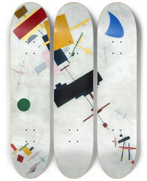 Triptych art skateboard deck of Kazimir Malevich Suprematism_1 by Kazimir Malevich (1879-1935)