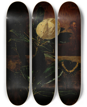 Triptych art skateboard deck of Julio Ruelas The Magnolia by Julio Ruelas (1870-1907)