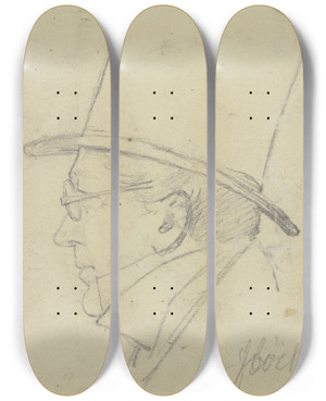 Triptych art skateboard deck of Carl Hoff Portrait Of Flcker by Carl Hoff (1807-1862)
