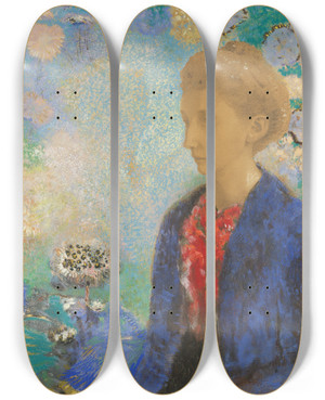Triptych art skateboard deck of Odilon Redon Baronne De Domecy by Odilon Redon (1840-1916)