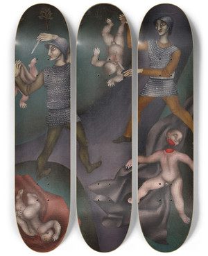Triptych art skateboard deck of Karin Luts Sta Laste Tapmine by Karin Luts (1904-1993)