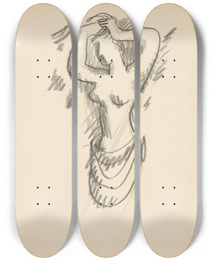 Triptych art skateboard deck of Mikul Galanda Sketchbook_56 by Mikulas Galanda (1895-1938)