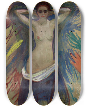 Triptych art skateboard deck of Edvard Munch The Hands_2 by Edvard Munch (1863-1944)