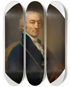Triptych art skateboard deck of Johann Baptist Von Lampi The Elder Michael Mayer Hofquartierbuchverwalter by Johann Baptist Von Lampi The Elder (1751-1830)
