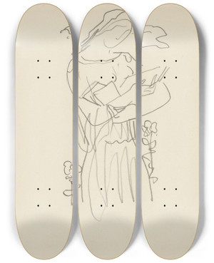 Triptych art skateboard deck of Mikul Galanda Ena S Knihou by Mikulas Galanda (1895-1938)