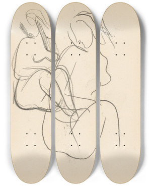 Triptych art skateboard deck of Mikul Galanda Sketchbook_76 by Mikulas Galanda (1895-1938)