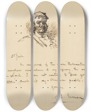 Triptych art skateboard deck of Henry Inman Henry Inman by Henry Inman (1801-1846)