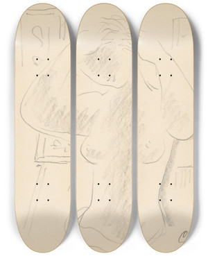 Triptych art skateboard deck of Mikul Galanda Sketchbook_72 by Mikulas Galanda (1895-1938)