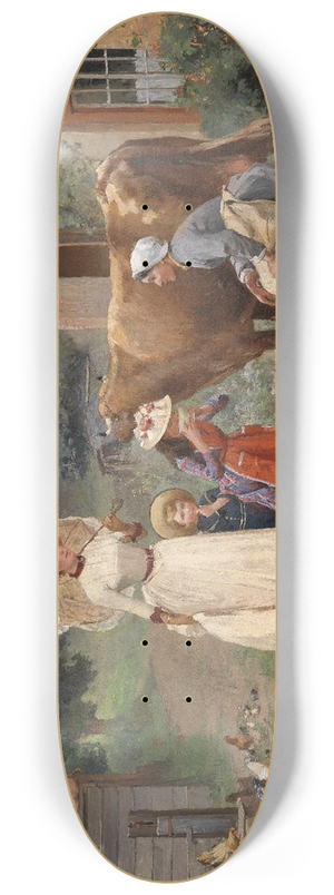 Emile-Charles Dameron - A Visit to a Farmyard 8.25 inch art skate deck