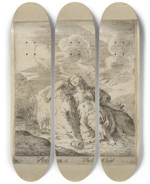 Triptych art skateboard deck of Johann Wilhelm Baur Negligenza by Johann Wilhelm Baur (1607-1640)