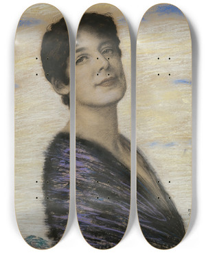Triptych art skateboard deck of Franz Von Stuck Mary Von Stuck_2 by Franz Von Stuck (1863-1928)