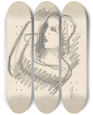 Triptych art skateboard deck of Mikul Galanda Sketchbook_62 by Mikulas Galanda (1895-1938)