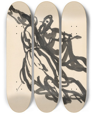 Triptych art skateboard deck of Jn Novk Study Of A Hovering Saint by Jan Novak (1921-1944)