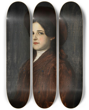Triptych art skateboard deck of Franz Von Stuck Portrt Der Mary Stuck by Franz Von Stuck (1863-1928)