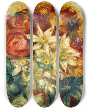 Triptych art skateboard deck of Pierreauguste Renoir Bouquet De Narcisses Et De Roses by Pierre-Auguste Renoir (1841-1919) Triptych art skateboard deck of Pierreauguste Renoir Bouquet De Narcisses Et De Roses by Pierre-Auguste Renoir (1841-1919)