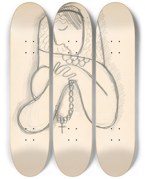 Triptych art skateboard deck of Mikul Galanda Ena S Ptrikami by Mikulas Galanda (1895-1938)
