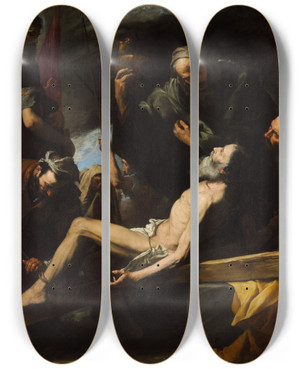 Triptych art skateboard deck of Jusepe De Ribera Martyrdom Of Saint Andrew by Jusepe de Ribera (1591-1652)