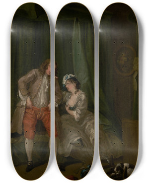 Triptych art skateboard deck of William Hogarth After by William Hogarth (1697-1764)