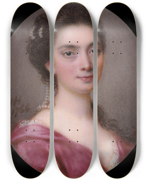 Triptych art skateboard deck of Nathaniel Hone Portrait Of A Lady by Nathaniel Hone (1718-1784)