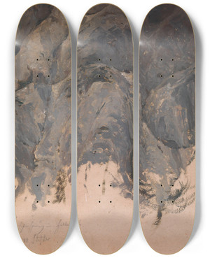 Triptych art skateboard deck of Adalbert Stifter Felsstudie Hirschensprung Im Hllental by Adalbert Stifter (1805-1868)