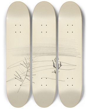 Triptych art skateboard deck of Mikul Galanda Tdie Stromov by Mikulas Galanda (1895-1938)