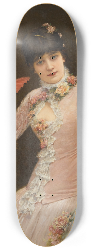 Emile Eisman-Semenowsky - A portrait of a young lady in pink dress 8.25 inch art skate deck