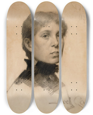 Triptych art skateboard deck of Akseli Gallenkallela Portrait Of A Woman by Akseli Gallen Kallela (1865-1931)