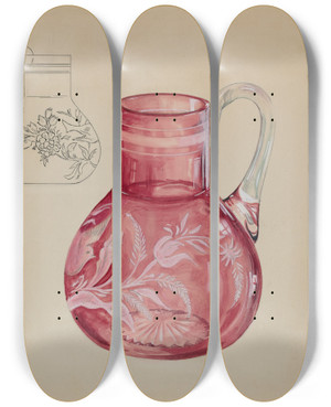 Triptych art skateboard deck of Ralph Atkinson Ruby Pitcher_1 by Ralph Atkinson (20-)