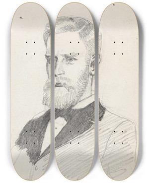Triptych art skateboard deck of Christian Krohg Mannsportrett_2 by Christian Krohg (1852-1925)
