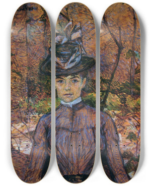 Triptych art skateboard deck of Henri De Toulouselautrec Portrait De Suzanne Valadon_2 by Henri de Toulouse-Lautrec (1864-1901)