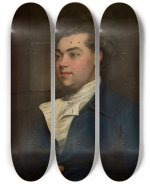 Triptych art skateboard deck of John Hoppner Portrait Of A Man by John Hoppner (1758-1810)