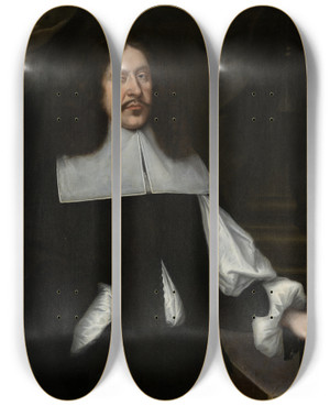 Triptych art skateboard deck of Johann Friedrich Trescher Portrait Of Heinrich Wilhelm Von Kellner by Johann Friedrich Trescher