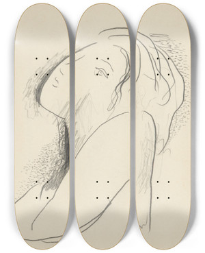 Triptych art skateboard deck of Mikul Galanda Tdia Dievaa by Mikulas Galanda (1895-1938)