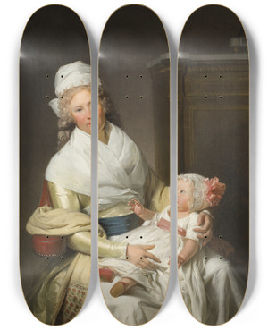 Triptych art skateboard deck of Henripierre Danloux Constantia Foster Med Syskonbarn by Henri Pierre Danloux (1753-1809)