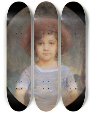 Triptych art skateboard deck of John Quincy Adams Victor Luithlen by John Quincy Adams (1874-1933)