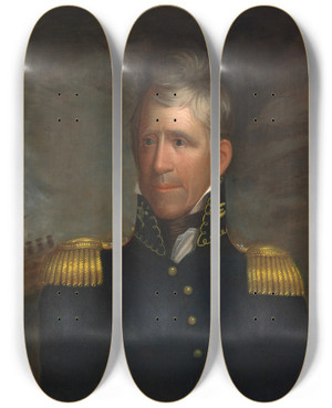 Triptych art skateboard deck of Ralph Eleaser Whiteside Earl Andrew Jackson by Ralph Eleaser Whiteside Earl