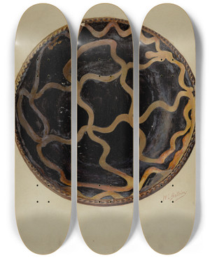 Triptych art skateboard deck of William L Antrim Pa German Dish_5 by William L Antrim