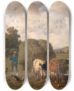 Triptych art skateboard deck of Louis Robbe Haycart by Louis Robbe (1806-1887) Triptych art skateboard deck of Louis Robbe Haycart by Louis Robbe (1806-1887)