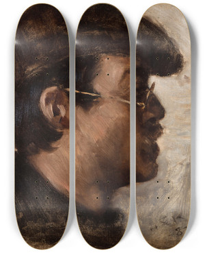 Triptych art skateboard deck of Peder Severin Kryer Eilif Peterssen by Peder Severin Kroyer (1851-1909)