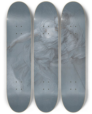 Triptych art skateboard deck of Charlesantoine Coypel Allegorical Figure Of Painting by Charles-Antoine Coypel (1694-1752)