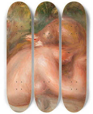 Triptych art skateboard deck of Pierreauguste Renoir Nude Torso Of Young Girl Torse Nu De Jeune Fille by Pierre-Auguste Renoir (1841-1919)