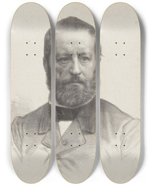 Triptych art skateboard deck of August Alleb Portret Van Kunstenaar Wouter Verschuur_1 by August Allebe (1838-1927)