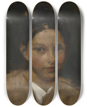Triptych art skateboard deck of Albert Ritzberger Mdchenportrt by Albert Ritzberger (1853-1915)