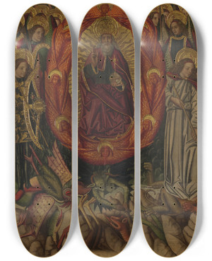 Triptych art skateboard deck of Miguel Ximnez The Fall Of The Rebelangels by Miguel Ximenez (15-)