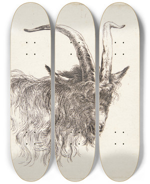 Triptych art skateboard deck of Nicolaes Pietersz Berchem Gedehoved Vendt Mod Hjre_2 by Nicolaes Pietersz Berchem (1620-1683)