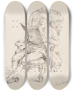 Triptych art skateboard deck of Helene Schjerfbeck Lukeva Mies Mariano Fortunyn Mukaan by Helene Schjerfbeck (1862-1946)