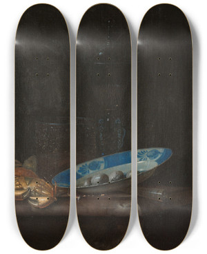 Triptych art skateboard deck of Pieter Gallis Still Life by Pieter Gallis (1633-1697)