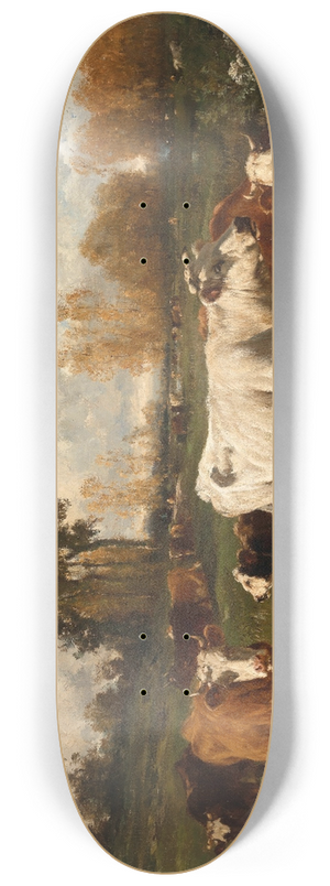 Emile van Marcke de Lummen - Cows in a Meadow 8.25 inch art skate deck