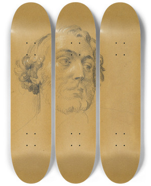 Triptych art skateboard deck of Johann Peter Krafft Portrtstudie by Johann Peter Krafft (1780-1856)